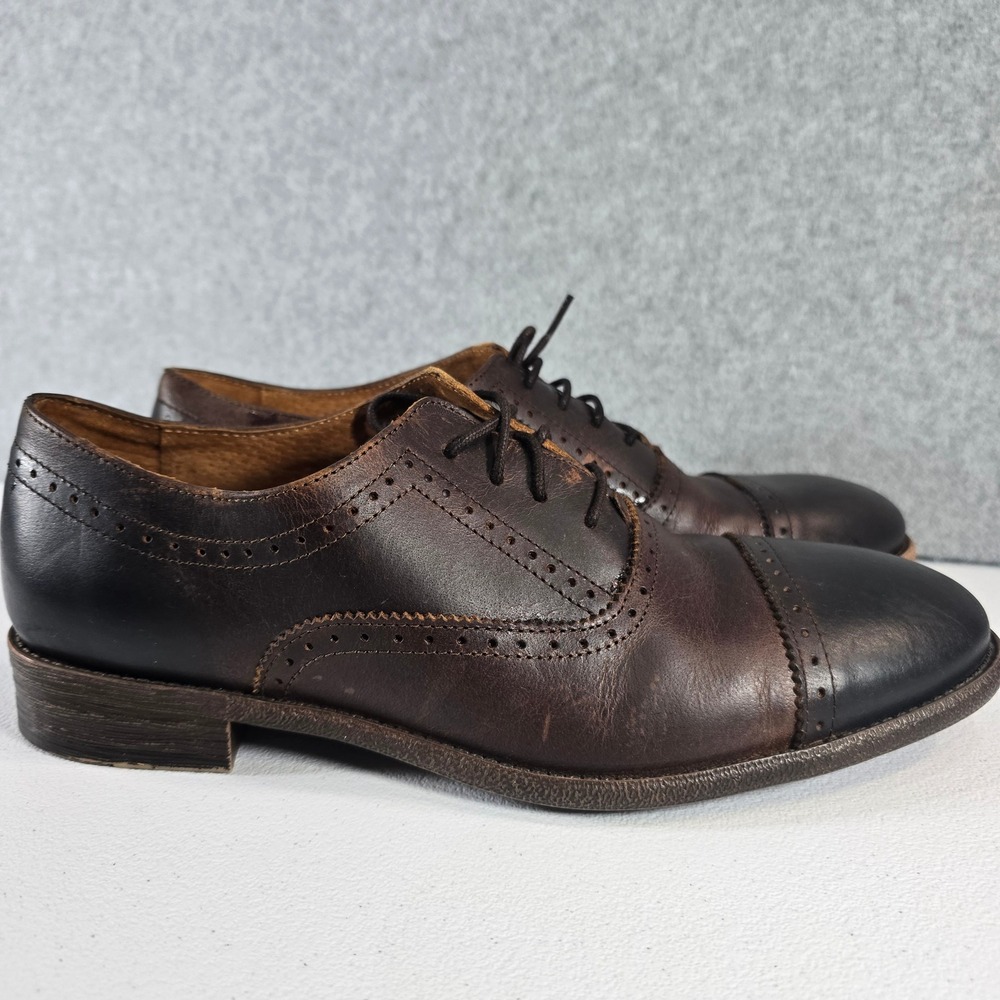 Robert Wayne Colorado 201 Mens Leather Cap Toe Brogue Oxford Shoes Brown 10.5